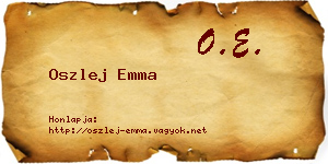 Oszlej Emma névjegykártya
